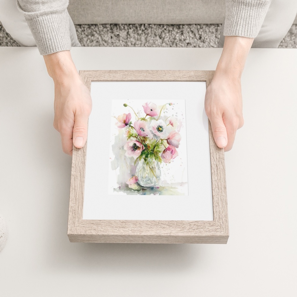 Watercolor Anemone Flowers Wall Art Illustration Print Poster Unframed - Picture 6 of 10